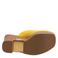 Dolce & Gabbana Yellow Leather Wood Mule Wedge Slides Shoes