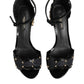 Dolce & Gabbana Black Studded Ankle Strap Sandals Shoes