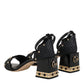Dolce & Gabbana Black Studded Ankle Strap Sandals Shoes