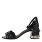 Dolce & Gabbana Black Studded Ankle Strap Sandals Shoes