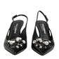 Dolce & Gabbana Black Patent Leather Crystal Slingback Shoes