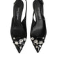 Dolce & Gabbana Black Patent Leather Crystal Slingback Shoes
