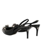 Dolce & Gabbana Black Patent Leather Crystal Slingback Shoes