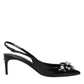 Dolce & Gabbana Black Patent Leather Crystal Slingback Shoes