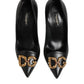 Dolce & Gabbana Black Leather DG Amore Heels Pumps Shoes