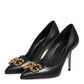 Dolce & Gabbana Black Leather DG Amore Heels Pumps Shoes