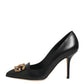 Dolce & Gabbana Black Leather DG Amore Heels Pumps Shoes