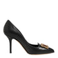 Dolce & Gabbana Black Leather DG Amore Heels Pumps Shoes