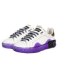 Dolce & Gabbana White Purple Leather Low Top Sneaker Shoes