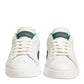 Dolce & Gabbana White Green Leather Low Top Sneakers Shoes