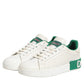 Dolce & Gabbana White Green Leather Low Top Sneakers Shoes