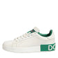 Dolce & Gabbana White Green Leather Low Top Sneakers Shoes