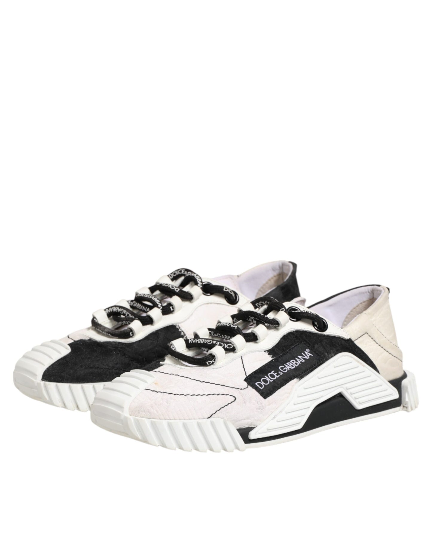 Dolce & Gabbana White Black Leather NS1 Sneaker  Shoes