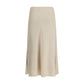 Brunello Cucinelli Cream Acetate Midi Skirt