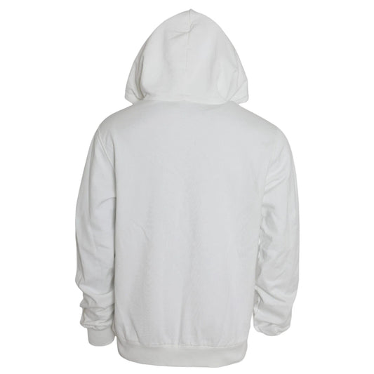 Dolce & Gabbana White Cotton Hooded Pullover Sweatshirt Men Mens Sweater