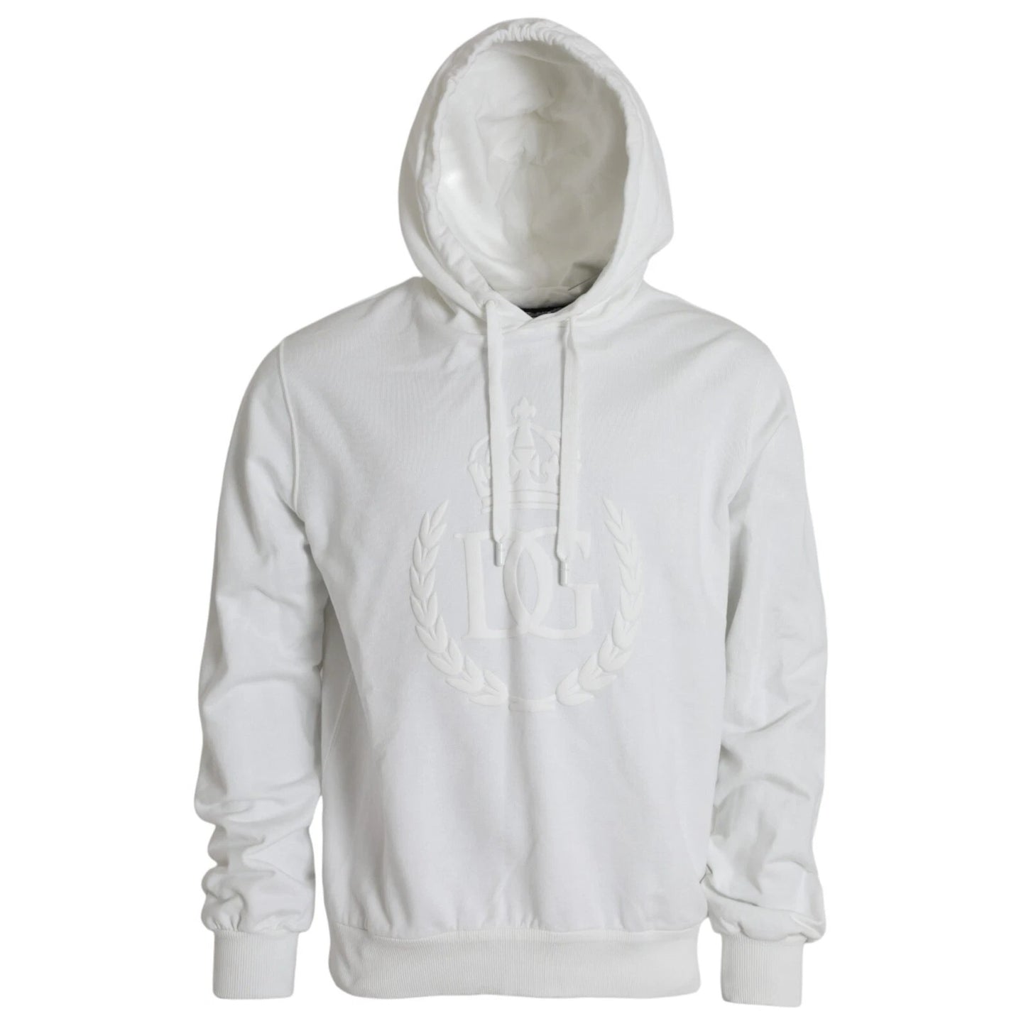 Dolce & Gabbana White Cotton Hooded Pullover Sweatshirt Men Mens Sweater