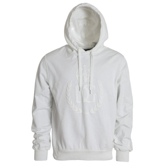 Dolce & Gabbana White Cotton Hooded Pullover Sweatshirt Men Mens Sweater
