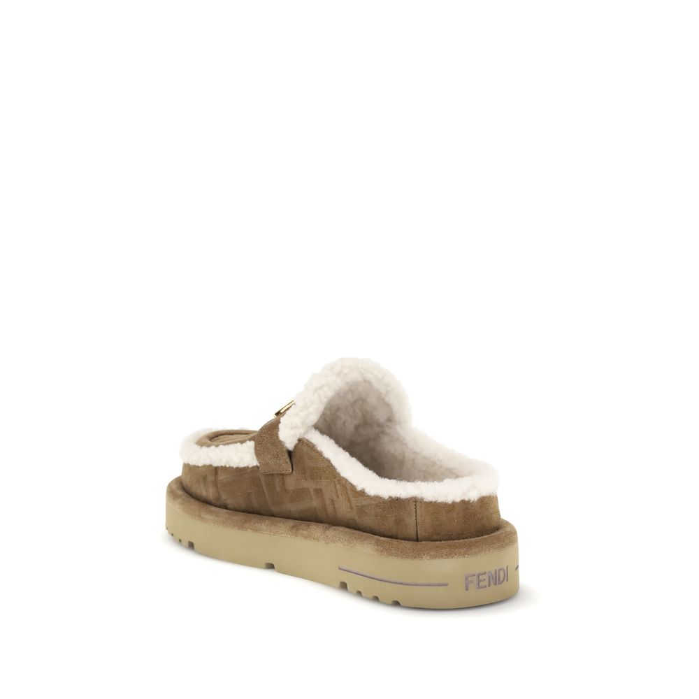 Fendi Beige Leather Mules