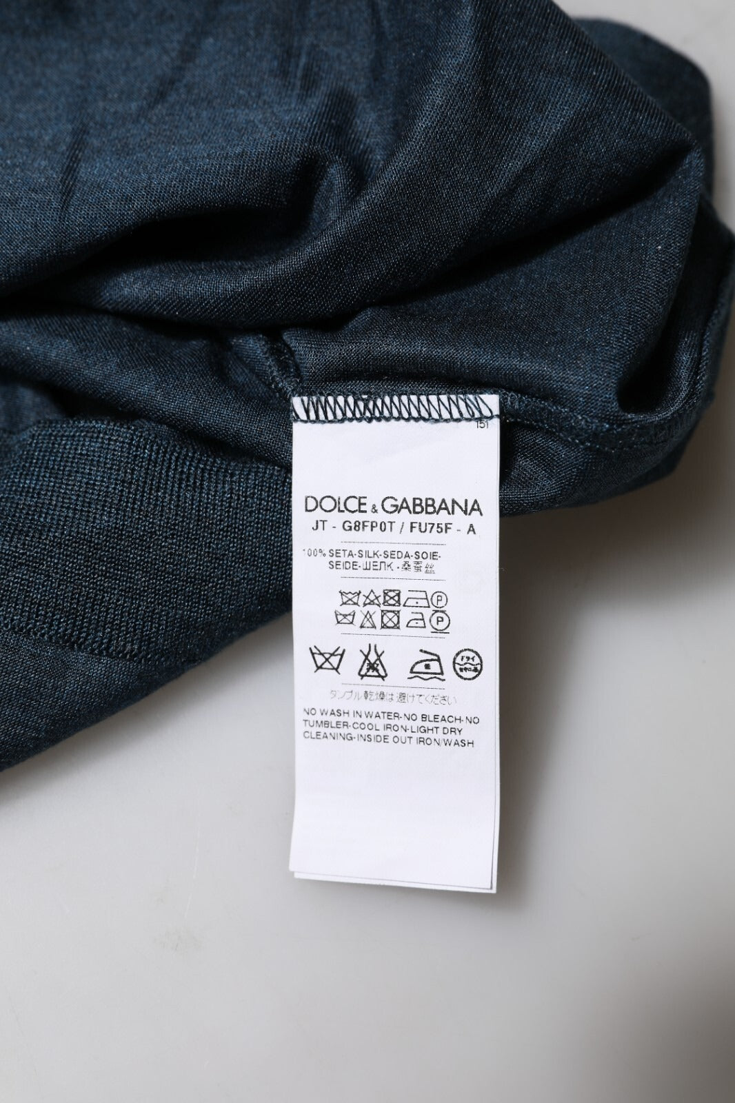 Dolce & Gabbana Dark Blue Silk Crew Neck Short Sleeve T-shirt Mens T-Shirt