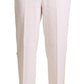Fabiana Filippi Linen White High Waist Straight Formal Trouser Pants