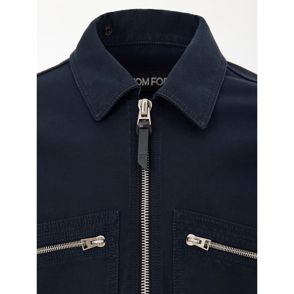 Tom Ford Blue Cotton Shell Jacket Mens Jacket