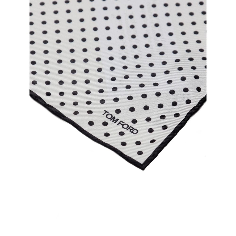 Tom Ford Black And White Silk Pocket Square