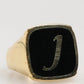 Dolce & Gabbana Gold-Tone Real Brass Black Enamel "J" Adjustable Rings
