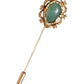 Dolce & Gabbana Gold Tone Green Stone Antique Men Accessory Brooch Pin