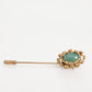 Dolce & Gabbana Gold Tone Green Stone Antique Men Accessory Brooch Pin