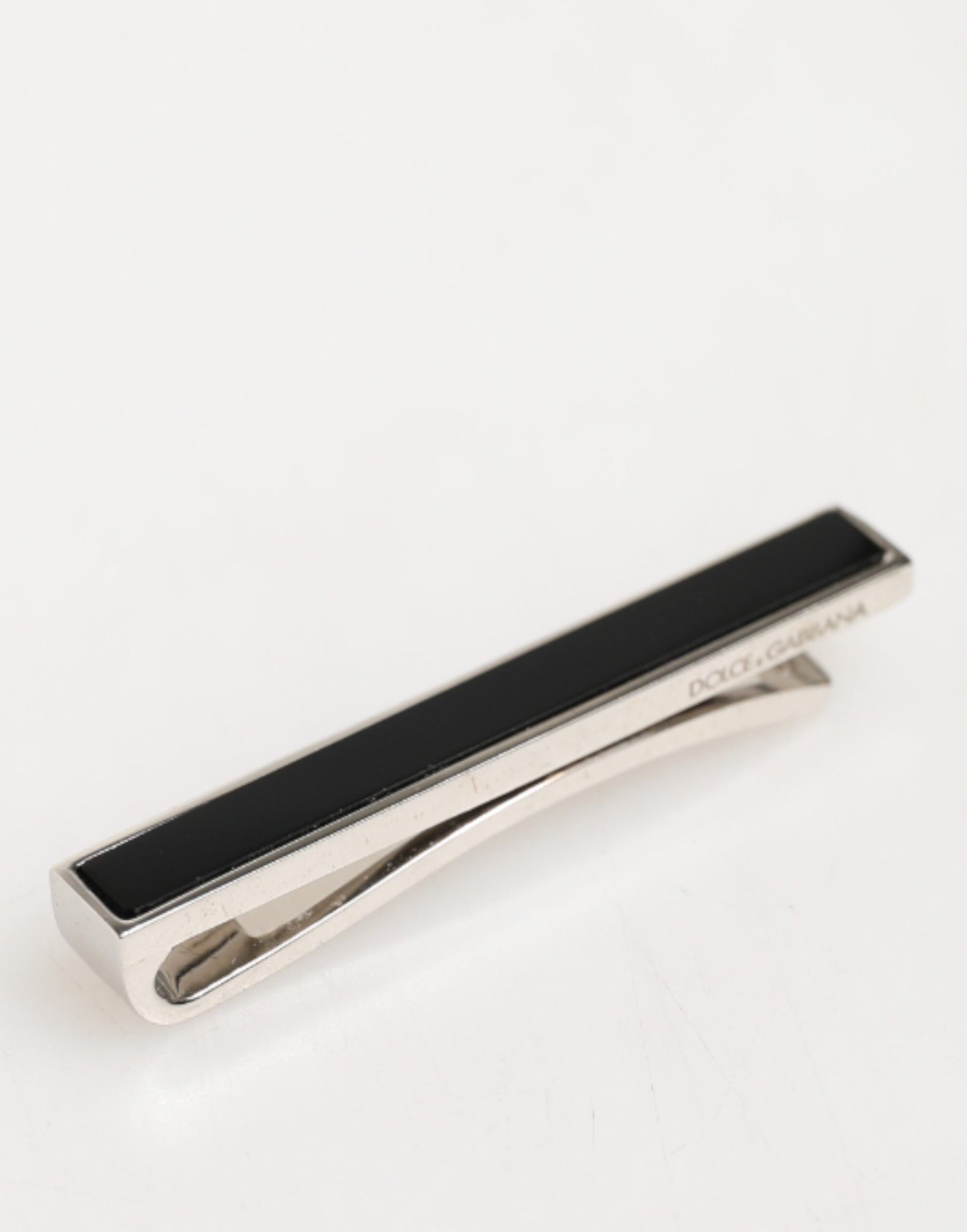 Dolce & Gabbana Silver Tone Brass Logo Branded Men Accessory Tie Clip Bar Mens Tie Clip