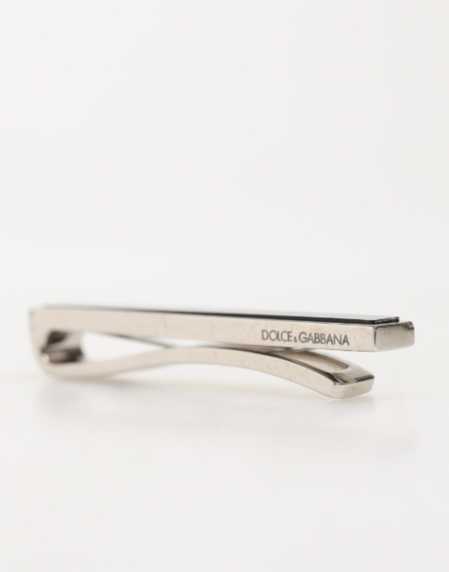 Dolce & Gabbana Silver Tone Brass Logo Branded Men Accessory Tie Clip Bar Mens Tie Clip