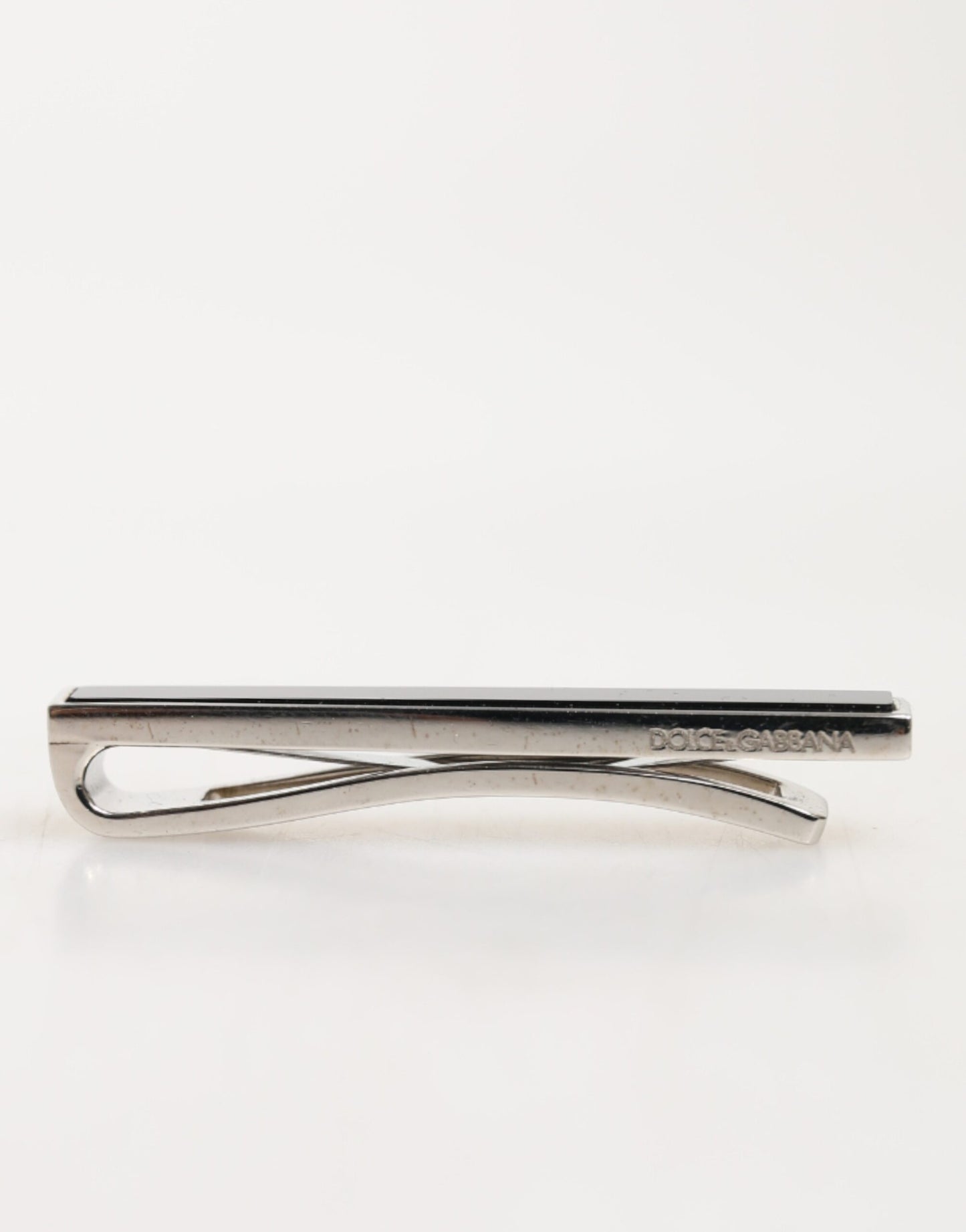 Dolce & Gabbana Silver Tone Brass Logo Branded Men Accessory Tie Clip Bar Mens Tie Clip