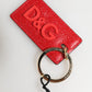 Dolce & Gabbana Red Calf Leather D&G Logo Metal Ring Keychain Keyring