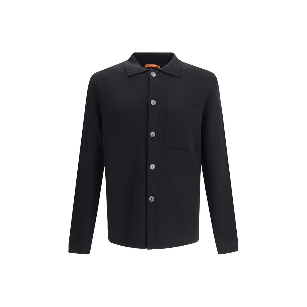Cruna Black Fleece Wool Coat Mens Jacket
