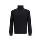 Aragona Cashmere Black Merino Wool Turtleneck Mens Sweater