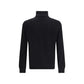 Aragona Cashmere Black Merino Wool Turtleneck Mens Sweater