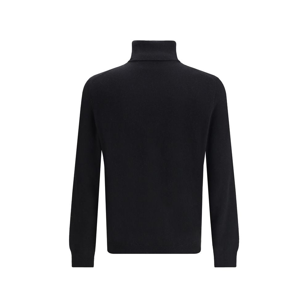 Aragona Cashmere Black Merino Wool Turtleneck Mens Sweater