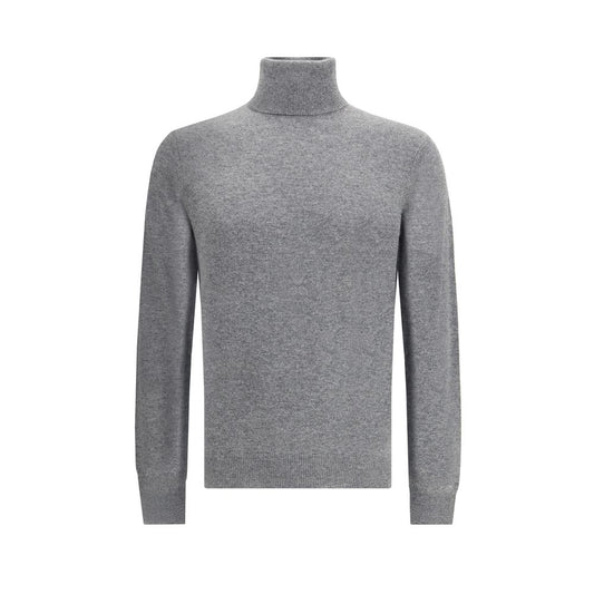 Aragona Cashmere Gray Merino Wool Turtleneck Mens Sweater