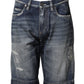 Dolce & Gabbana Blue Cotton Distressed Denim Bermuda Shorts Mens Shorts