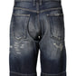 Dolce & Gabbana Blue Cotton Distressed Denim Bermuda Shorts Mens Shorts