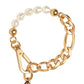 Dolce & Gabbana Gold Tone Brass Faux Pearl Logo Embellish Charm Bracelet Womens Bracelet