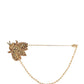 Dolce & Gabbana Gold Tone Brass Bee Embellished Chain Lapel Pin Brooch Womens Brooch