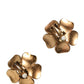 Dolce & Gabbana Gold Tone Maxi Faux Pearl Floral Clip-on Jewelry Earrings Womens Earrings