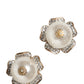 Dolce & Gabbana Gold Tone Maxi Faux Pearl Floral Clip-on Jewelry Earrings Womens Earrings