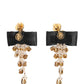 Dolce & Gabbana Crystal Chandelier Satin Bow Clip-On Jewelry Earrings Womens Earrings