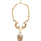 Dolce & Gabbana Gold Ceramic Crystal Cherub Baroque Pendant Necklace Womens Necklace