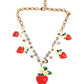 Dolce & Gabbana Gold Brass FRUIT Pendants Flowers Crystal Logo Necklace Womens Necklace