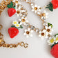 Dolce & Gabbana Gold Brass FRUIT Pendants Flowers Crystal Logo Necklace Womens Necklace