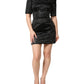Dolce & Gabbana Black Embellished Short Sleeve Sheath Dress