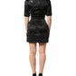 Dolce & Gabbana Black Embellished Short Sleeve Sheath Dress